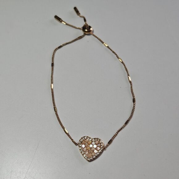 Fossil Lane Heart Rose Gold-Tone Steel Bracelet - "P" - Picture 14 of 14